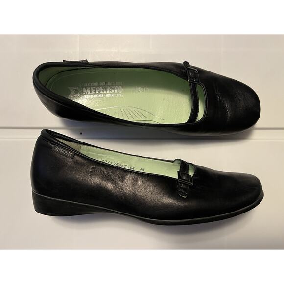 Mephisto Mary Jane Flats Women 7M Shoes Black Leather Slip On Comfort Loafers - Picture 1 of 11